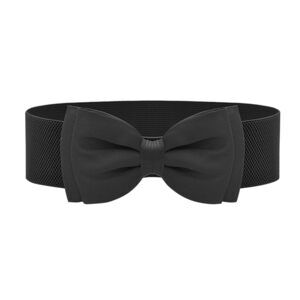 9977 Women's Elastic Wide Waist Belt Cute Bowknot Retro Cinch Waistband